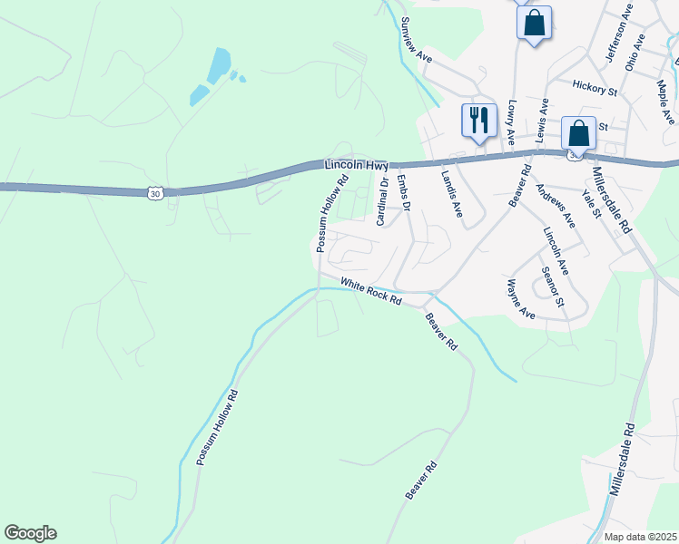 map of restaurants, bars, coffee shops, grocery stores, and more near 408 Yellow Jack Lane in Greensburg