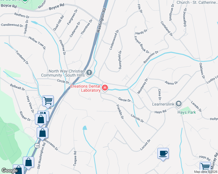 map of restaurants, bars, coffee shops, grocery stores, and more near 218 Hays Road in Pittsburgh