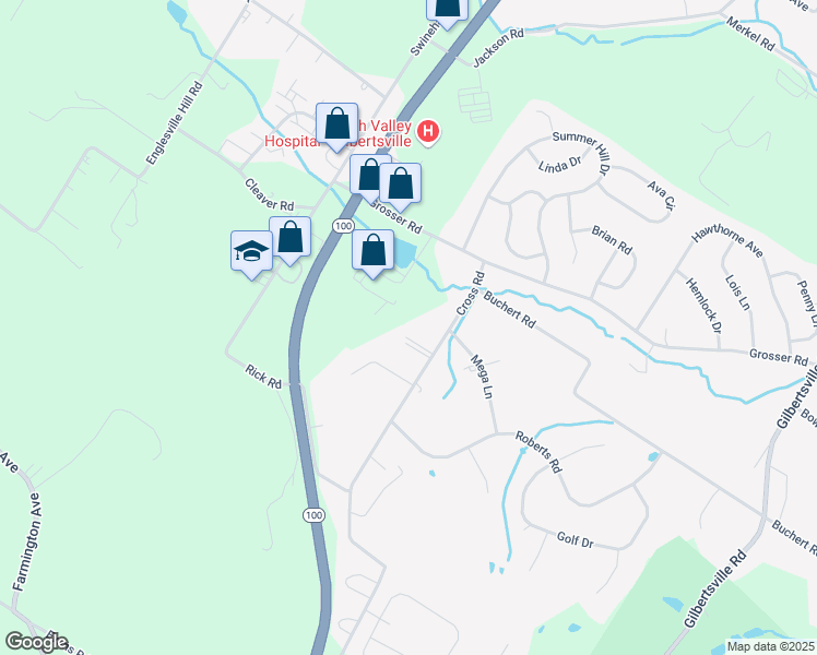 map of restaurants, bars, coffee shops, grocery stores, and more near 209 Cross Road in Gilbertsville