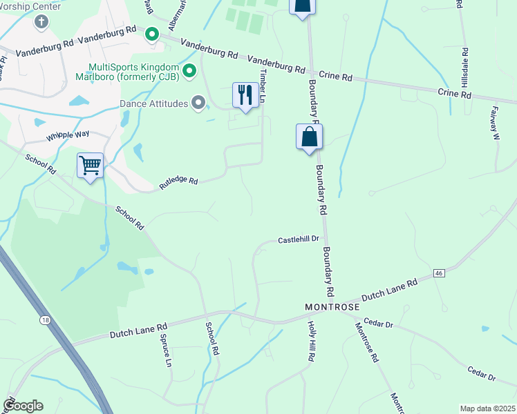 map of restaurants, bars, coffee shops, grocery stores, and more near 11 Livingston Court in Marlboro