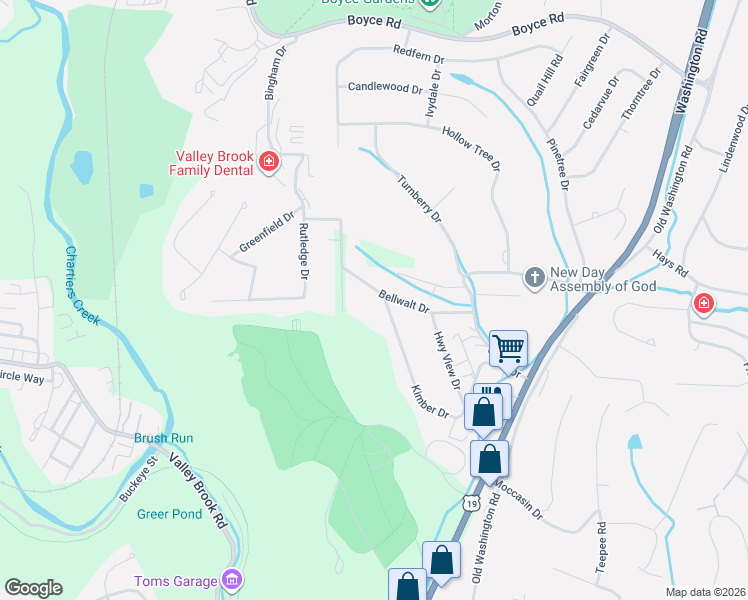 map of restaurants, bars, coffee shops, grocery stores, and more near 200 Kimber Drive in Canonsburg