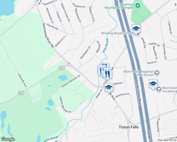 map of restaurants, bars, coffee shops, grocery stores, and more near 797 Tinton Avenue in Tinton Falls