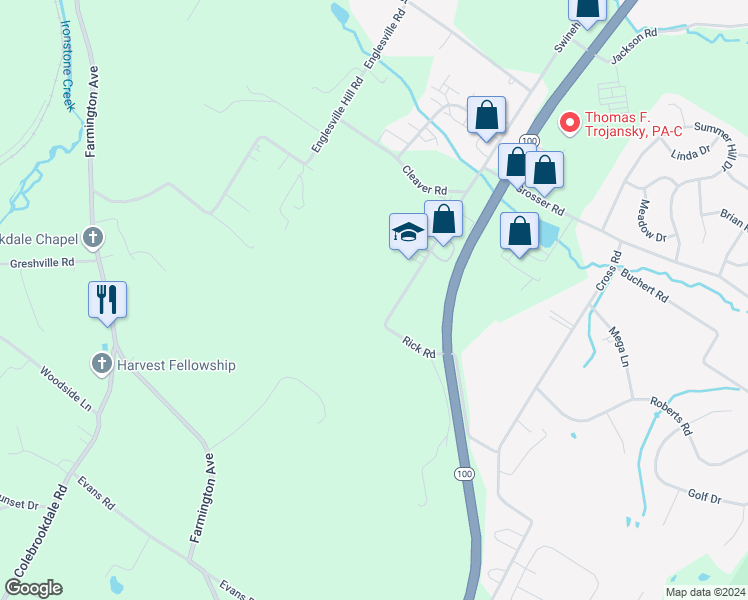 map of restaurants, bars, coffee shops, grocery stores, and more near 951 Swinehart Road in Boyertown