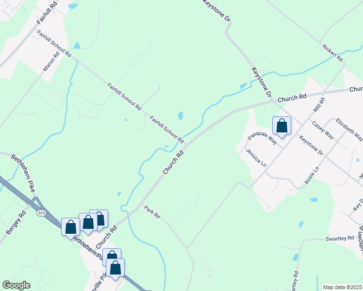 map of restaurants, bars, coffee shops, grocery stores, and more near 333 Church Road in Hatfield