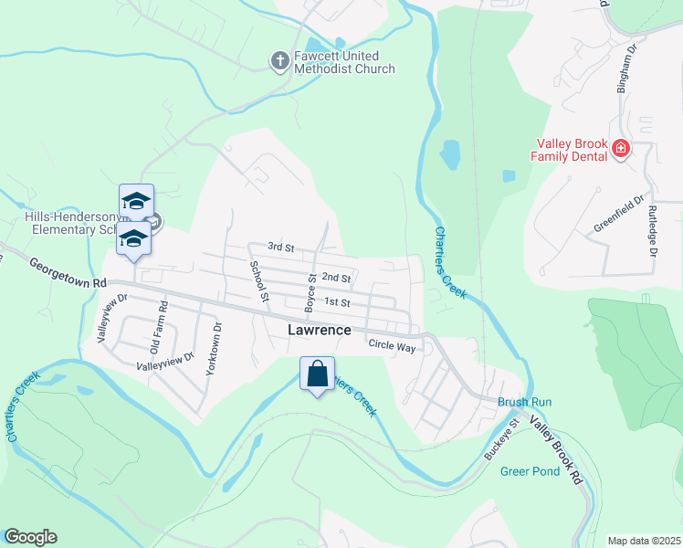 map of restaurants, bars, coffee shops, grocery stores, and more near 39 2nd Street in Lawrence