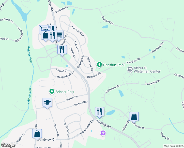 map of restaurants, bars, coffee shops, grocery stores, and more near 159 Cardinal Lane in Hummelstown