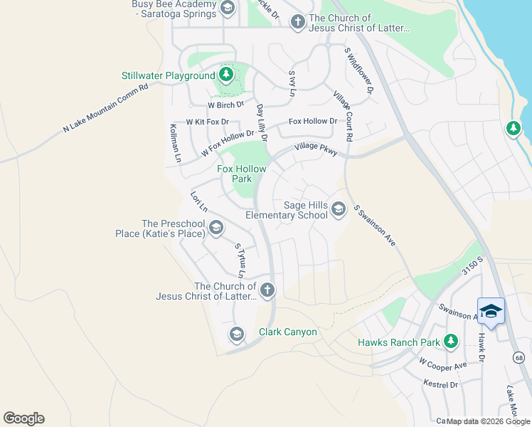 map of restaurants, bars, coffee shops, grocery stores, and more near 3043 South Willow Creek Drive in Saratoga Springs