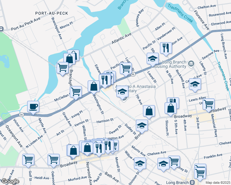 map of restaurants, bars, coffee shops, grocery stores, and more near 474 Hendrickson Ave in Long Branch