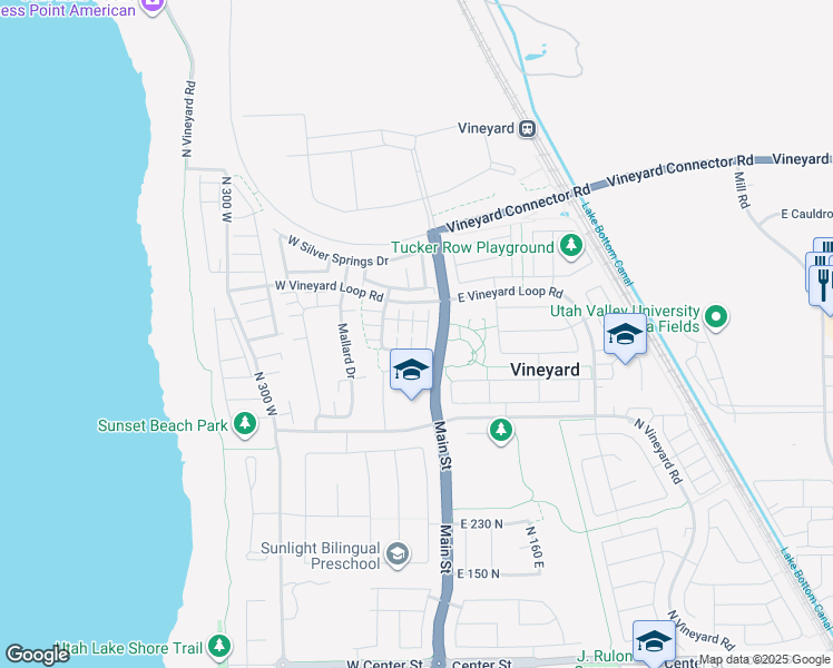 map of restaurants, bars, coffee shops, grocery stores, and more near 534 40 West in Vineyard