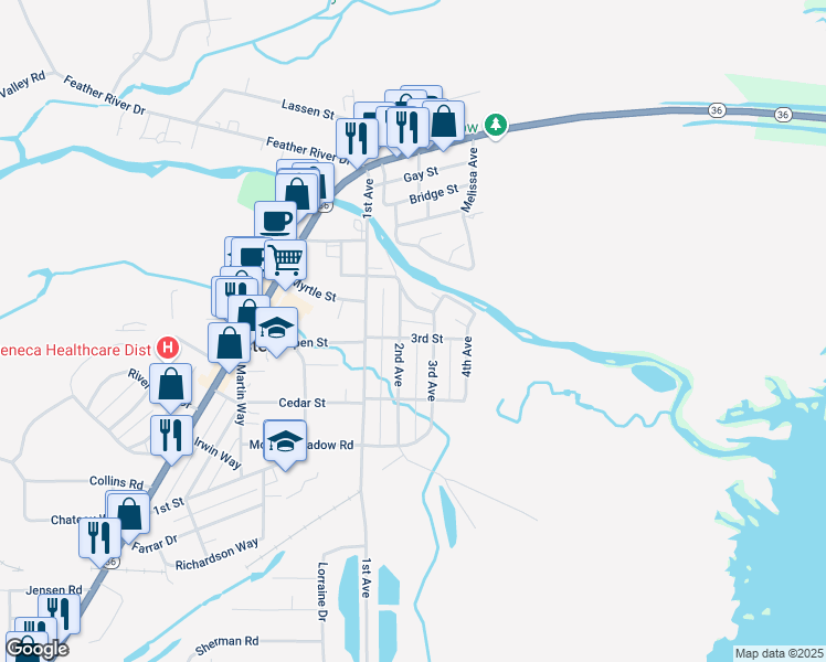map of restaurants, bars, coffee shops, grocery stores, and more near 441 3rd Street in Chester