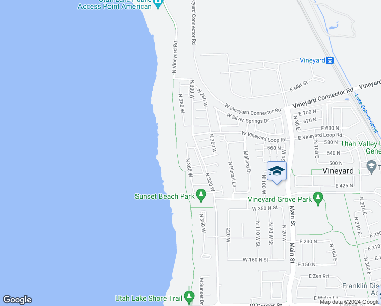 map of restaurants, bars, coffee shops, grocery stores, and more near 527 N 310 W in Vineyard
