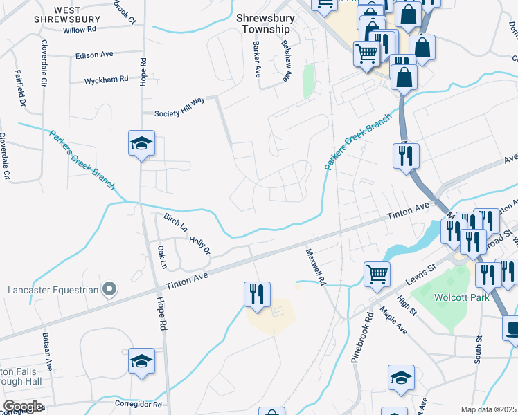 map of restaurants, bars, coffee shops, grocery stores, and more near 85 Players Circle in Tinton Falls