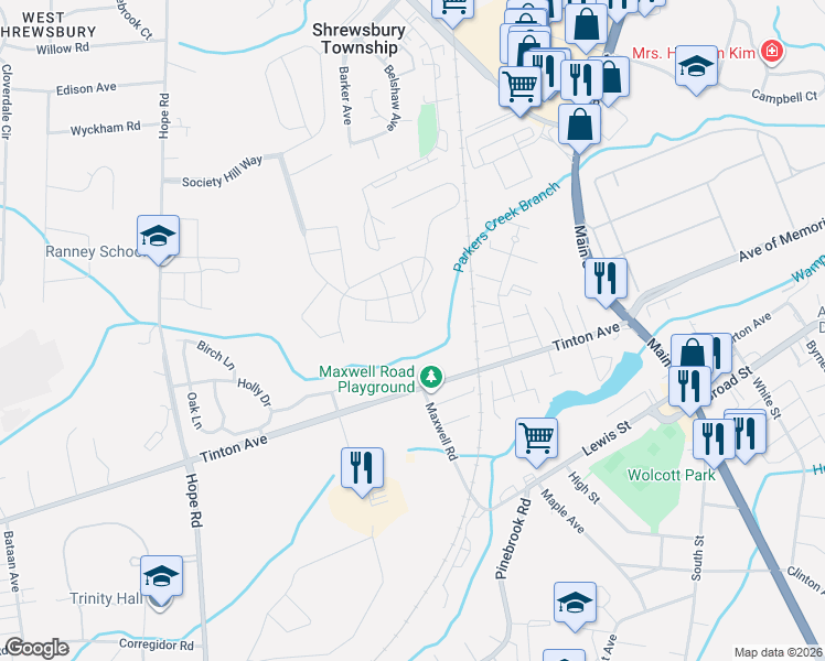 map of restaurants, bars, coffee shops, grocery stores, and more near 48 Secretariat Court in Tinton Falls