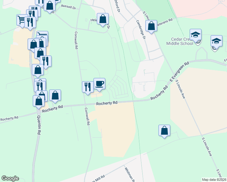 map of restaurants, bars, coffee shops, grocery stores, and more near 216 Blackford Boulevard in Lebanon