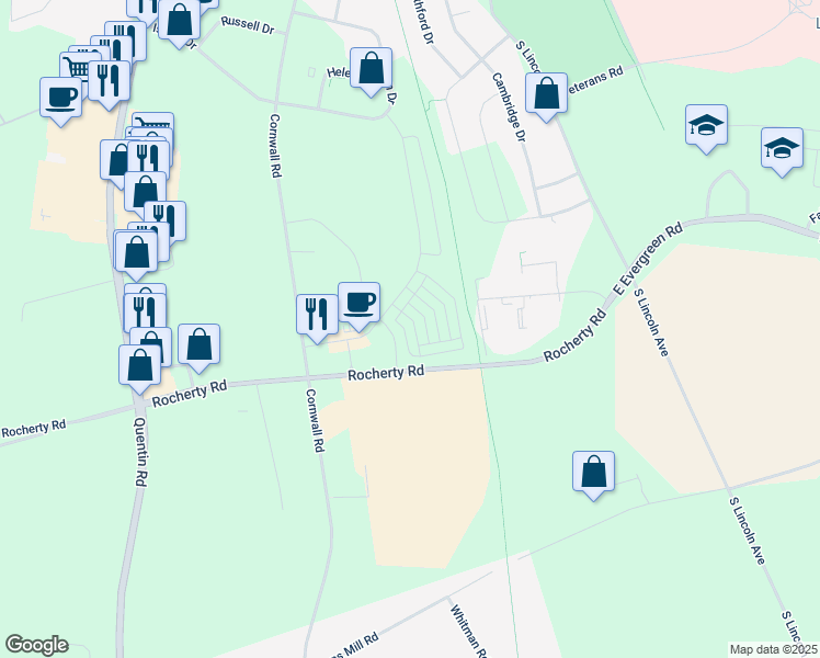 map of restaurants, bars, coffee shops, grocery stores, and more near 216 Blackford Boulevard in Lebanon