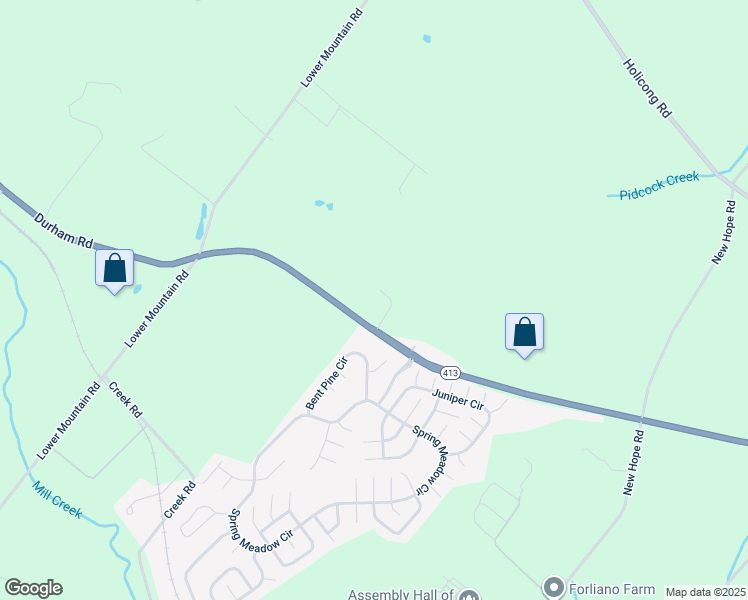 map of restaurants, bars, coffee shops, grocery stores, and more near 1521 Durham Road in New Hope