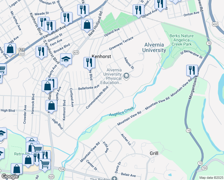 map of restaurants, bars, coffee shops, grocery stores, and more near 1309 Wingate Avenue in Reading