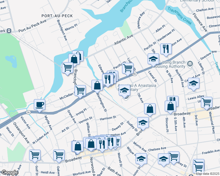 map of restaurants, bars, coffee shops, grocery stores, and more near 474 Hendrickson Avenue in Long Branch