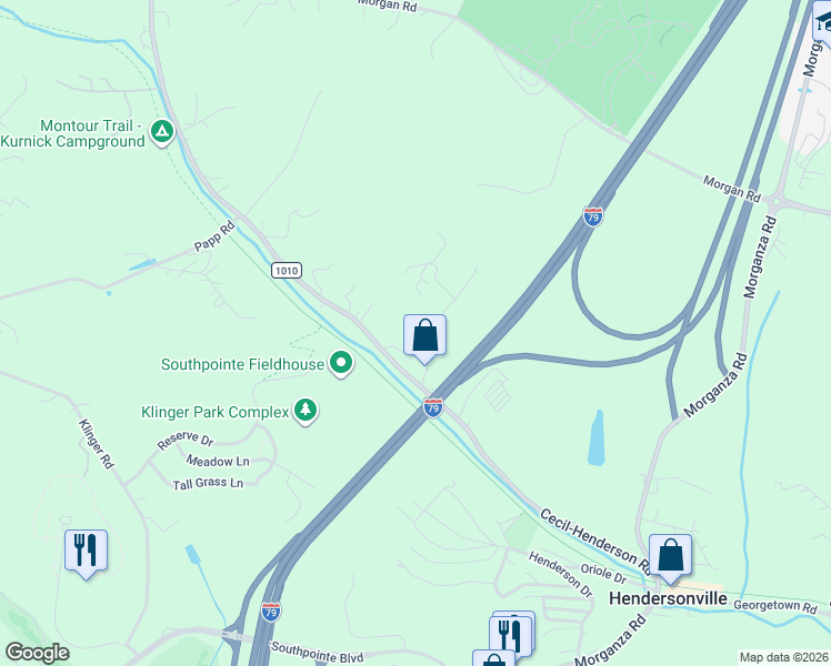 map of restaurants, bars, coffee shops, grocery stores, and more near 108 Cecil-Henderson Road in Canonsburg