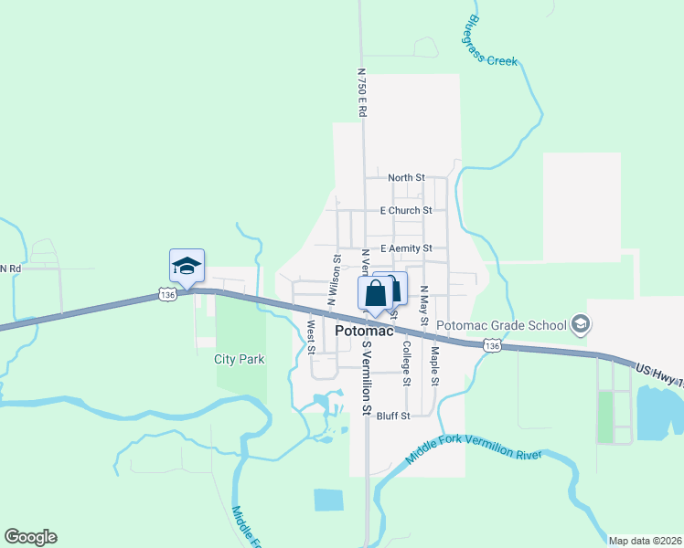 map of restaurants, bars, coffee shops, grocery stores, and more near 101 South Wilson Street in Potomac