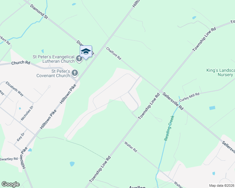 map of restaurants, bars, coffee shops, grocery stores, and more near 3247 Berry Brow Drive in Chalfont