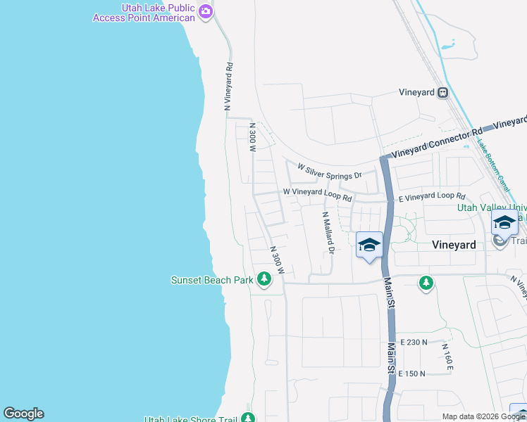 map of restaurants, bars, coffee shops, grocery stores, and more near 264 W 530 N in Vineyard
