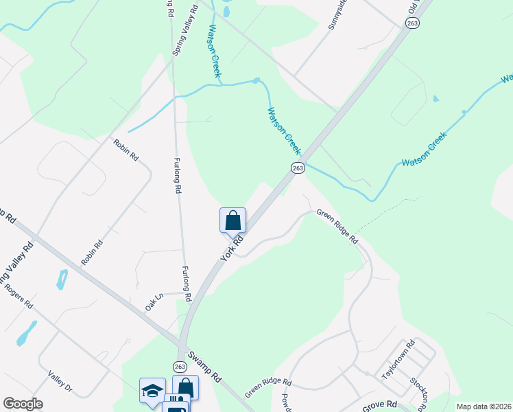 map of restaurants, bars, coffee shops, grocery stores, and more near 3858 York Road in Furlong