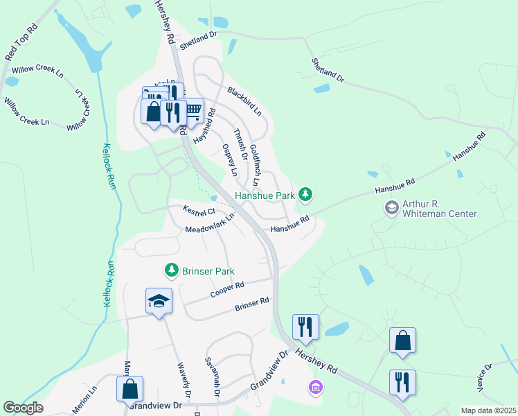 map of restaurants, bars, coffee shops, grocery stores, and more near 118 Cardinal Lane in Hummelstown