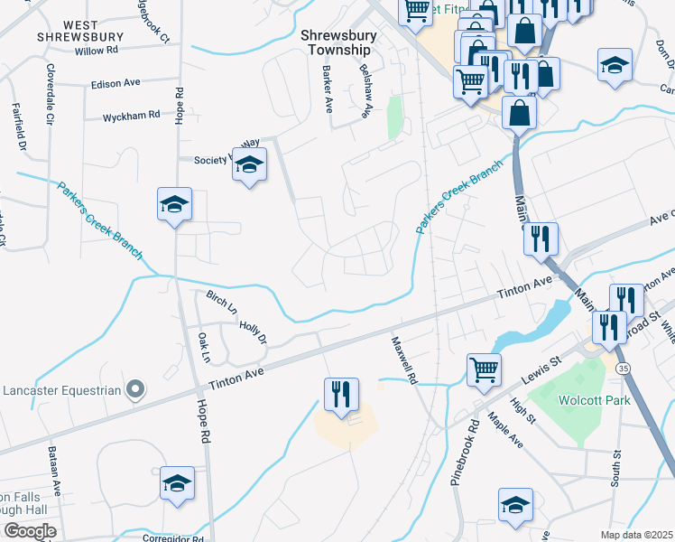 map of restaurants, bars, coffee shops, grocery stores, and more near 10 Secretariat Court in Tinton Falls