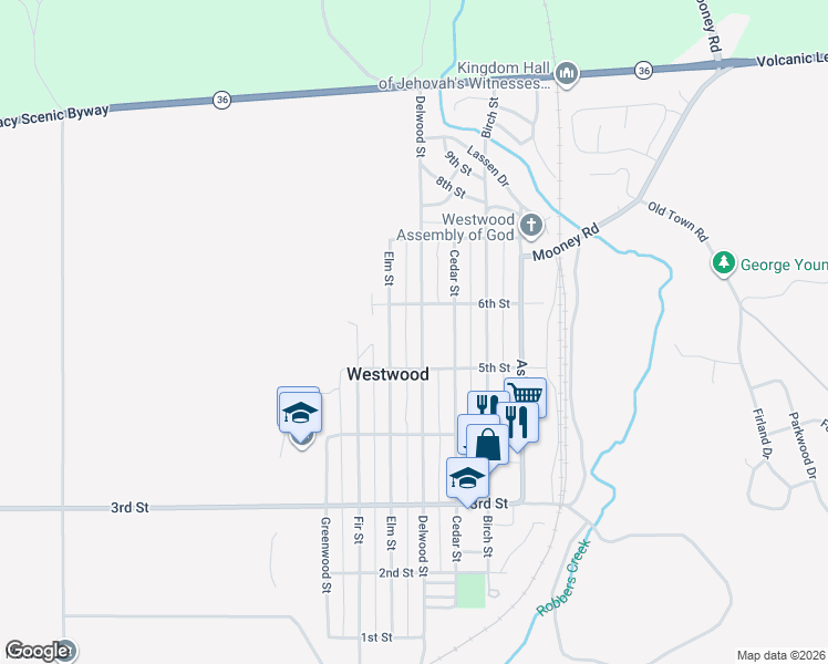 map of restaurants, bars, coffee shops, grocery stores, and more near 515 Delwood Street in Westwood