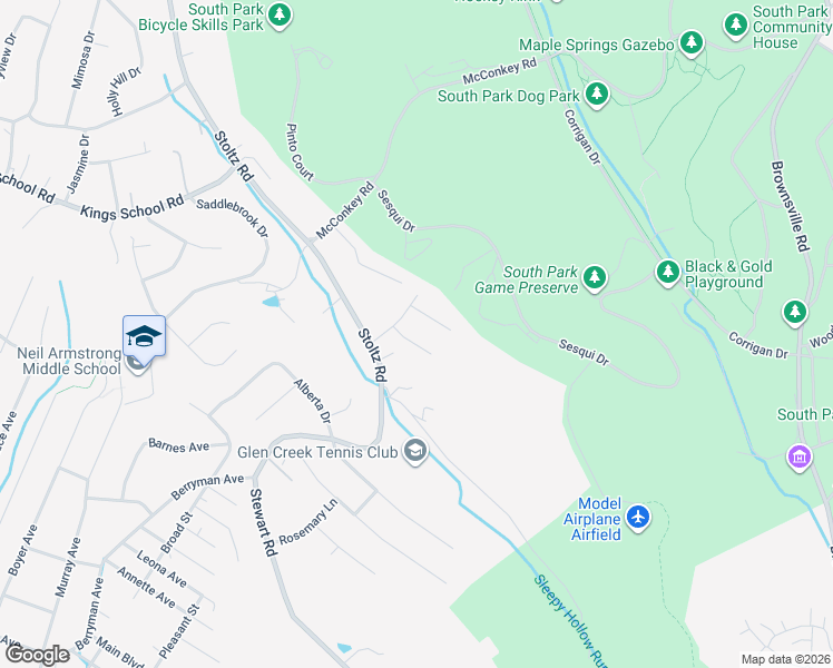 map of restaurants, bars, coffee shops, grocery stores, and more near 1026 Maripat Drive in South Park Township