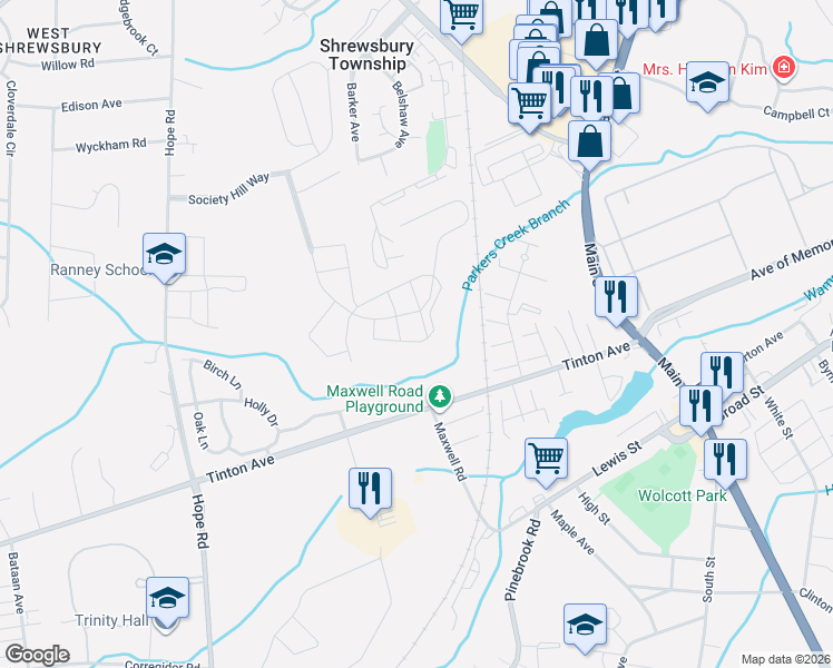 map of restaurants, bars, coffee shops, grocery stores, and more near 17 Steeple Chase Court in Tinton Falls