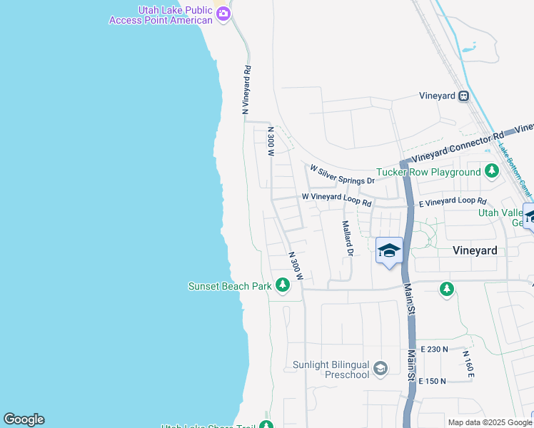 map of restaurants, bars, coffee shops, grocery stores, and more near 588 North 360 West in Vineyard