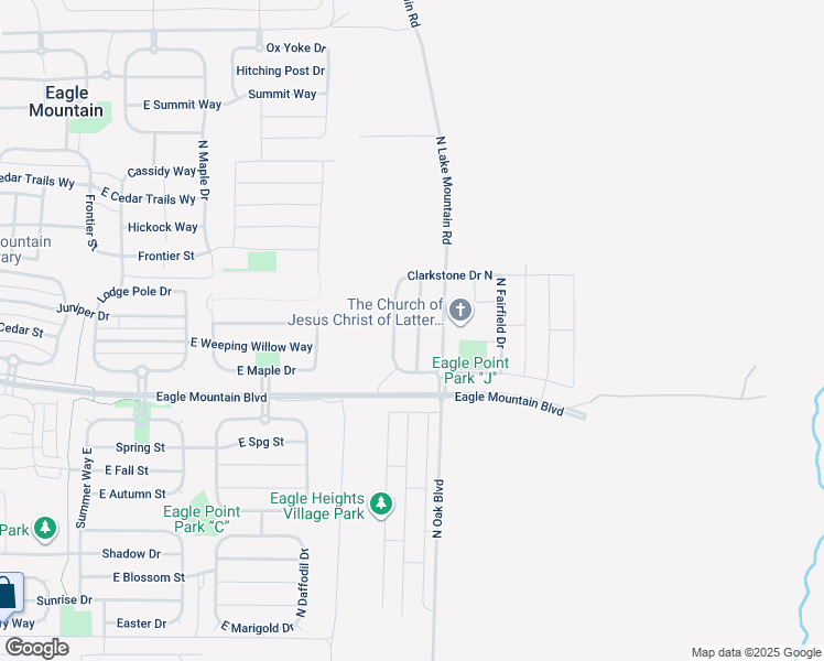 map of restaurants, bars, coffee shops, grocery stores, and more near 4135 Shirley Lane in Eagle Mountain