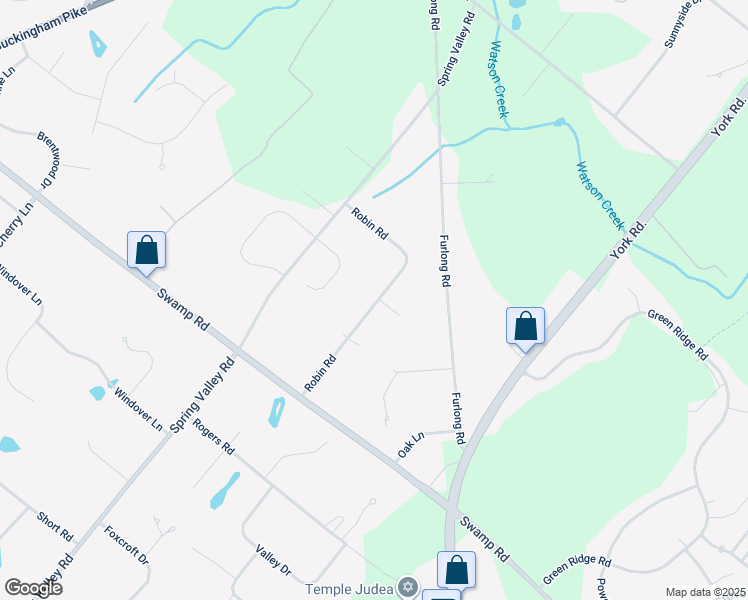 map of restaurants, bars, coffee shops, grocery stores, and more near 3668 Robin Road in Furlong