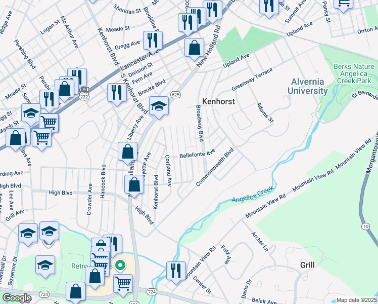 map of restaurants, bars, coffee shops, grocery stores, and more near 817 Bellefonte Avenue in Reading