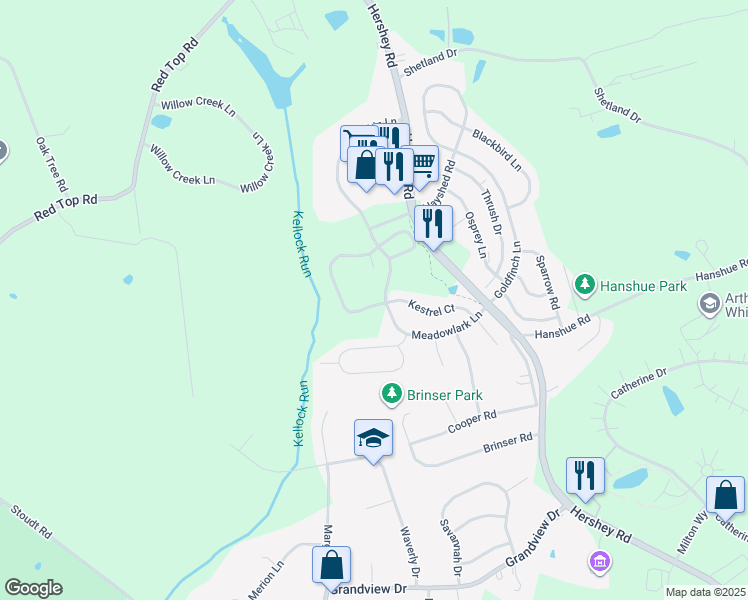 map of restaurants, bars, coffee shops, grocery stores, and more near 106 Martin Court in Hummelstown