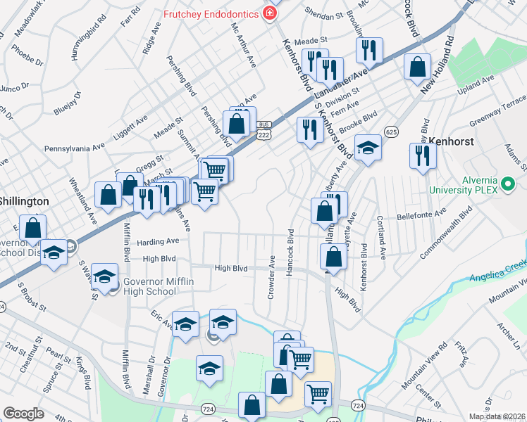 map of restaurants, bars, coffee shops, grocery stores, and more near 202 Community Drive in Reading