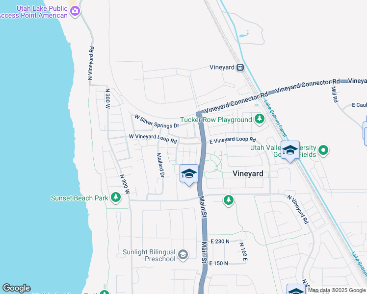 map of restaurants, bars, coffee shops, grocery stores, and more near 574 North 60 West Street in Vineyard