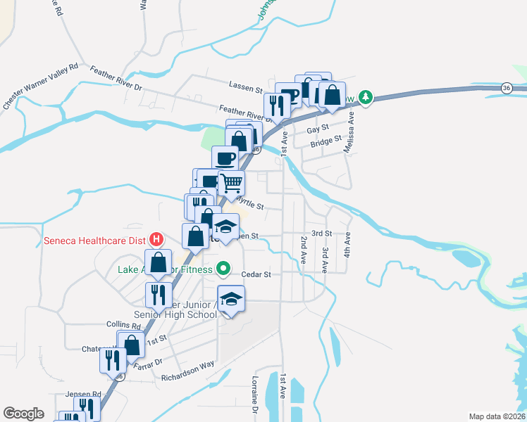 map of restaurants, bars, coffee shops, grocery stores, and more near 211 Myrtle Street in Chester