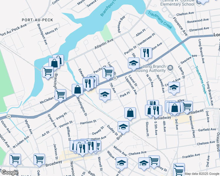 map of restaurants, bars, coffee shops, grocery stores, and more near 432 Joline Avenue in Long Branch