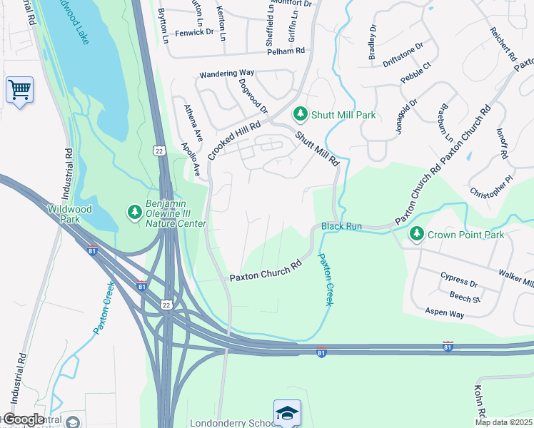 map of restaurants, bars, coffee shops, grocery stores, and more near 1206 Paxton Church Road in Harrisburg