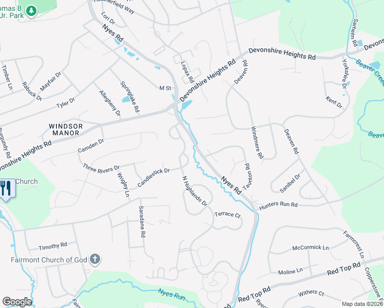 map of restaurants, bars, coffee shops, grocery stores, and more near 712 North Highlands Drive in Harrisburg