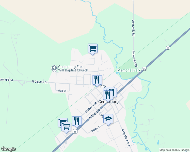 map of restaurants, bars, coffee shops, grocery stores, and more near 51 Cleveland Avenue in Centerburg
