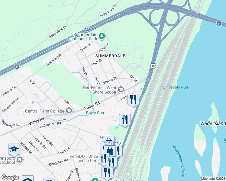 map of restaurants, bars, coffee shops, grocery stores, and more near 205 3rd Street in Summerdale