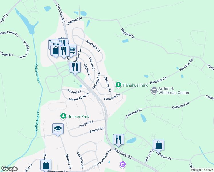 map of restaurants, bars, coffee shops, grocery stores, and more near 149 Sparrow Road in Hummelstown