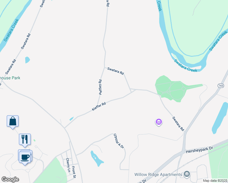 map of restaurants, bars, coffee shops, grocery stores, and more near 1008 Swatara Road in Hershey