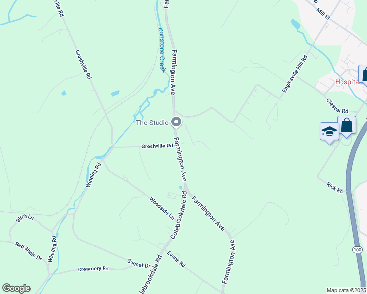 map of restaurants, bars, coffee shops, grocery stores, and more near 2103 Farmington Avenue in Boyertown