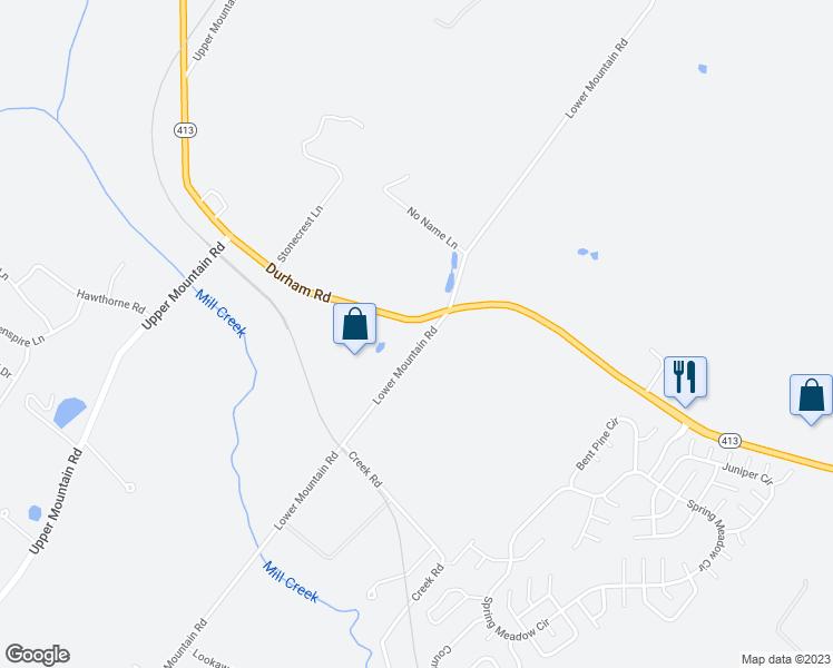 map of restaurants, bars, coffee shops, grocery stores, and more near 1812 Durham Road in New Hope
