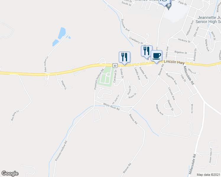 map of restaurants, bars, coffee shops, grocery stores, and more near 173 Apple Jack Lane in Greensburg